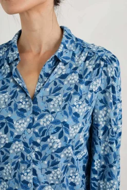 Seasalt Cornwall Tops<Embrace 3/4 Sleeve Jersey Shirt Flower Meadow Blue Fog