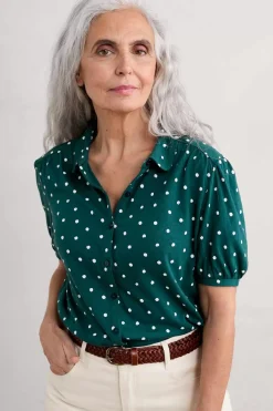 Seasalt Cornwall Tops<Embrace Short Sleeve Shirt Little Sponge Spot Dk Wreckage