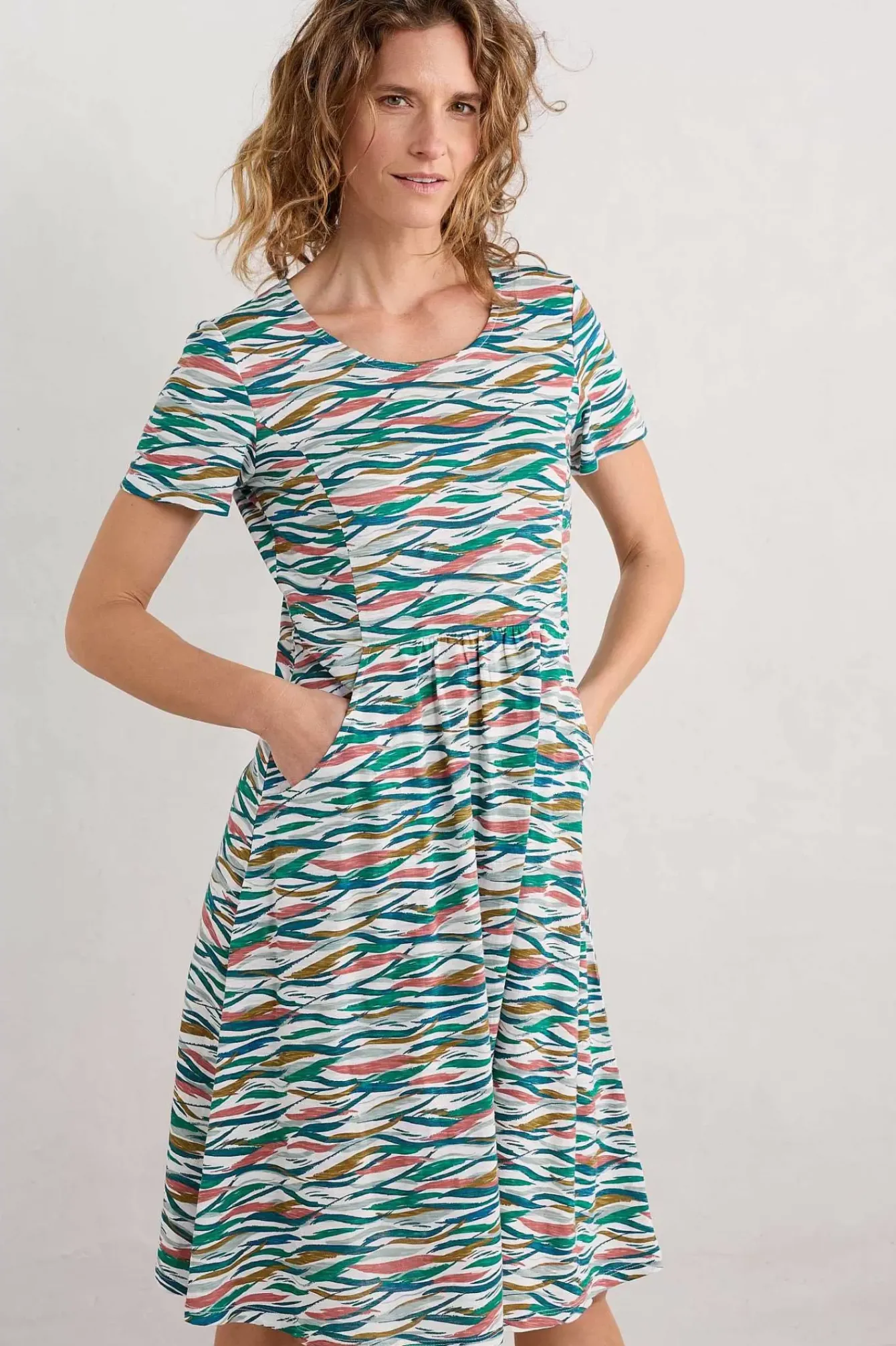 Seasalt Cornwall Dresses<Enor Fit-And-Flare Dress Estuary Tide Marks Chalk