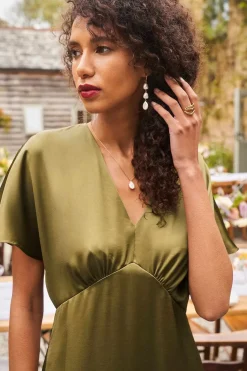 Seasalt Cornwall Dresses<Evenglow Satin Dress Fern Moss