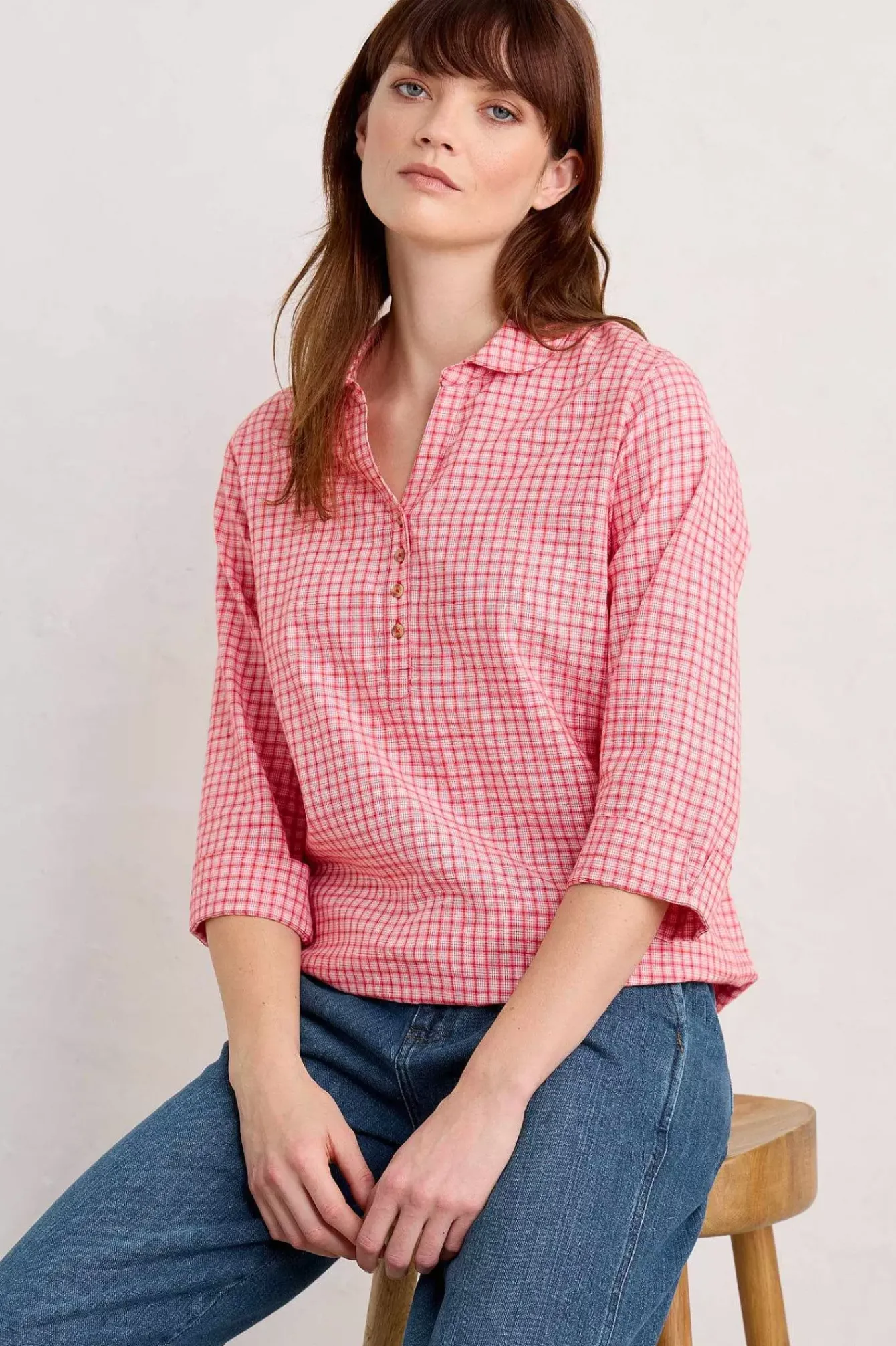 Seasalt Cornwall Tops<Farsight Cotton Shirt Forrabury Stitches Tomato