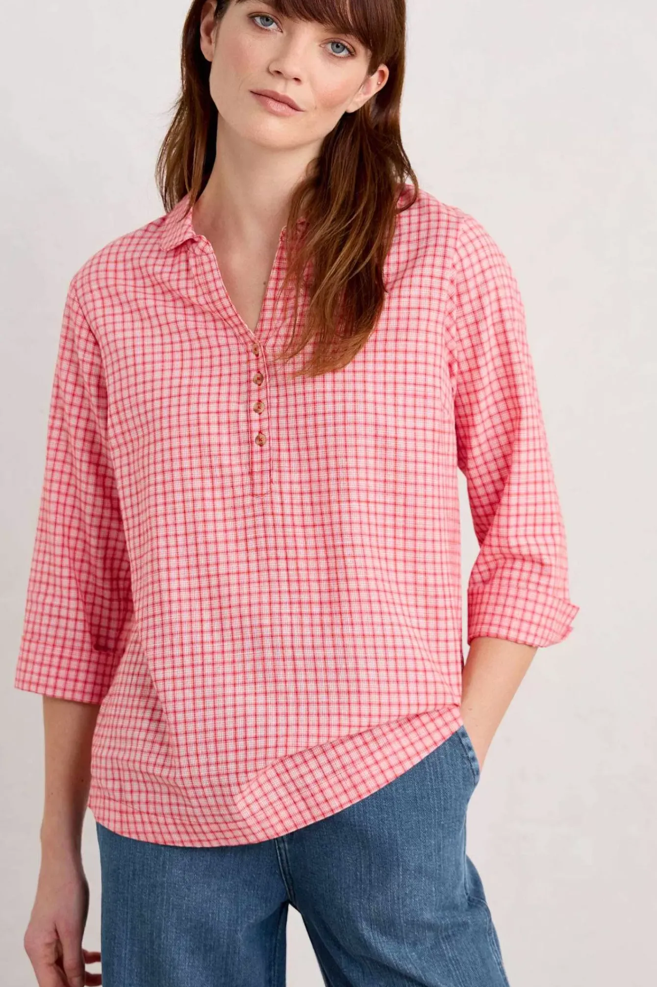 Seasalt Cornwall Tops<Farsight Cotton Shirt Forrabury Stitches Tomato