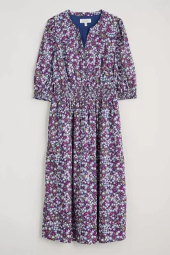 Seasalt Cornwall Dresses<Fawn Organic Cotton Waisted Midi Dress Heather Fields Verbena