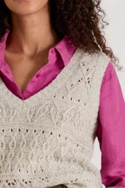 Seasalt Cornwall Knitwear<Feock Merino Blend V-Neck Knitted Vest Aran