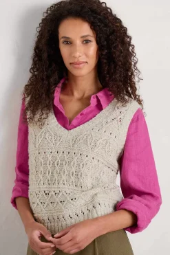 Seasalt Cornwall Knitwear<Feock Merino Blend V-Neck Knitted Vest Aran