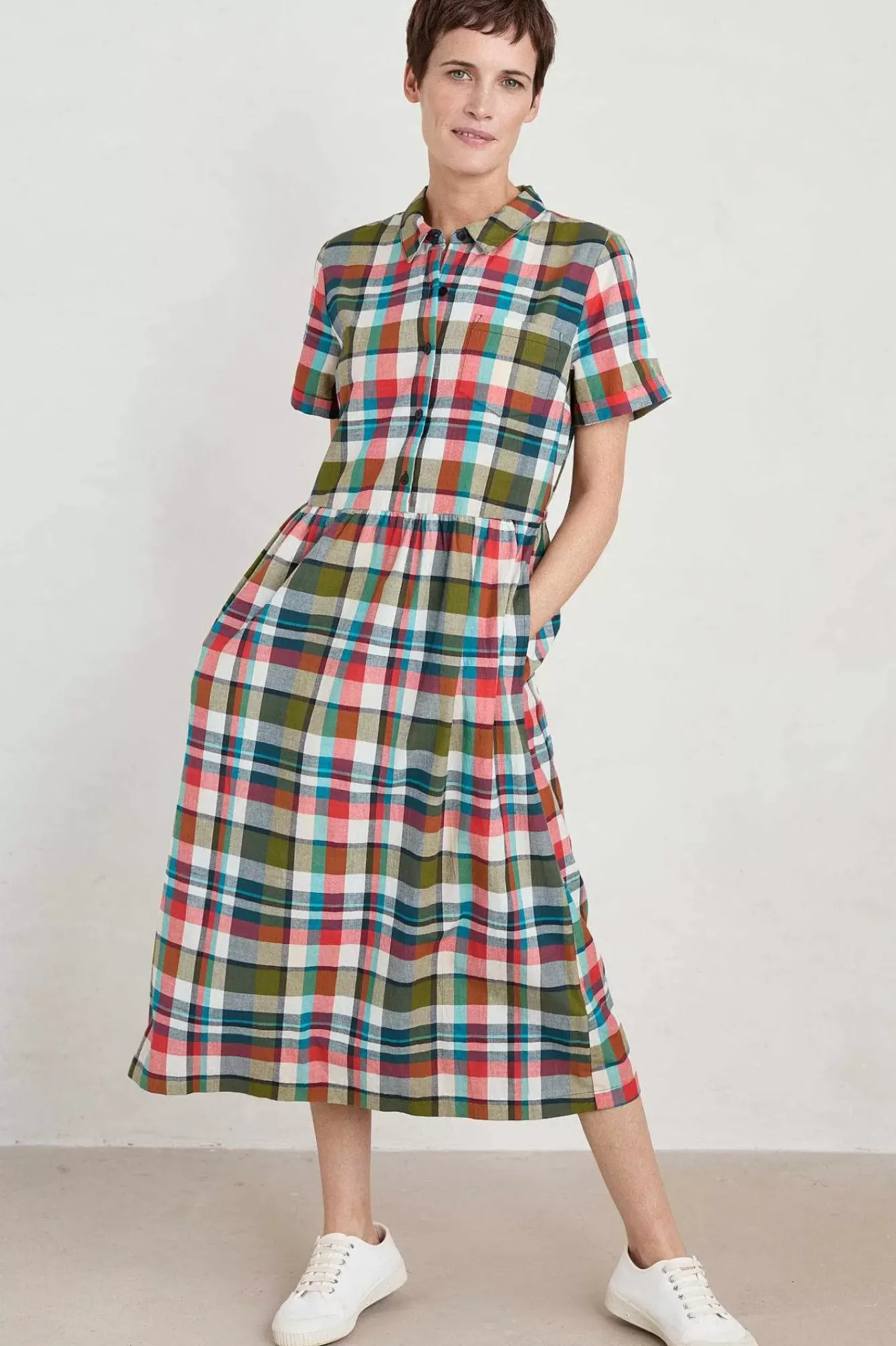 Seasalt Cornwall Dresses<Fleet Checked Midi Dress Florabunda Multi