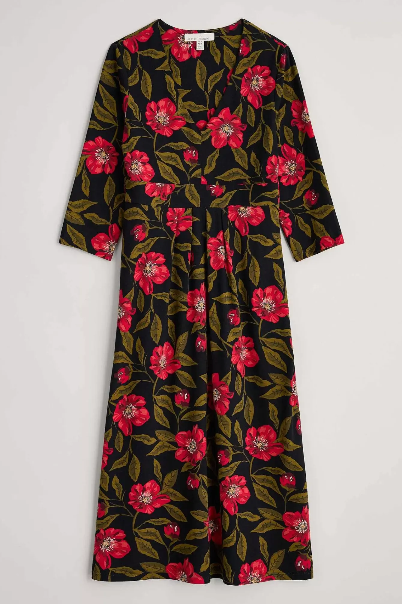 Seasalt Cornwall Dresses<Flower Bud Jersey V- Neck Midi Dress Mary Rose Floral Onyx