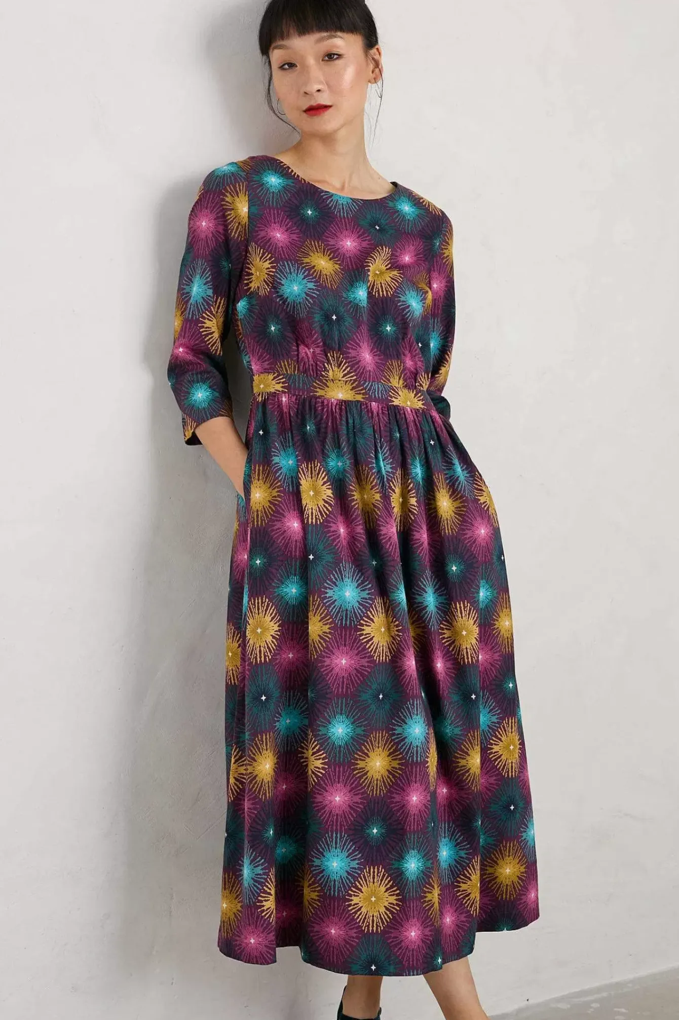 Seasalt Cornwall Dresses<Forestry Midi Dress Sparkler Geo Grape
