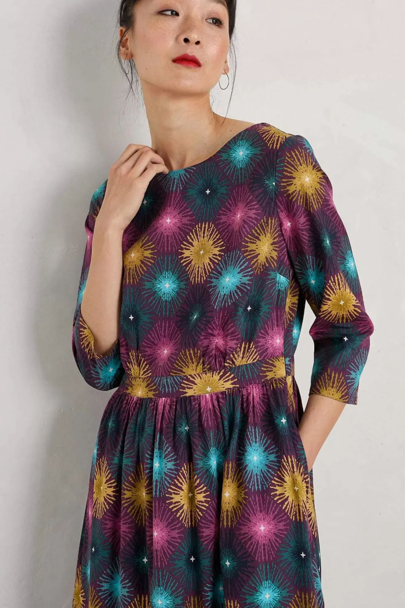 Seasalt Cornwall Dresses<Forestry Midi Dress Sparkler Geo Grape