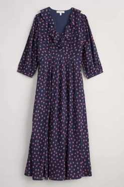 Seasalt Cornwall Dresses<Furled Flower V-Neck Dress Mini Raspberries Maritime
