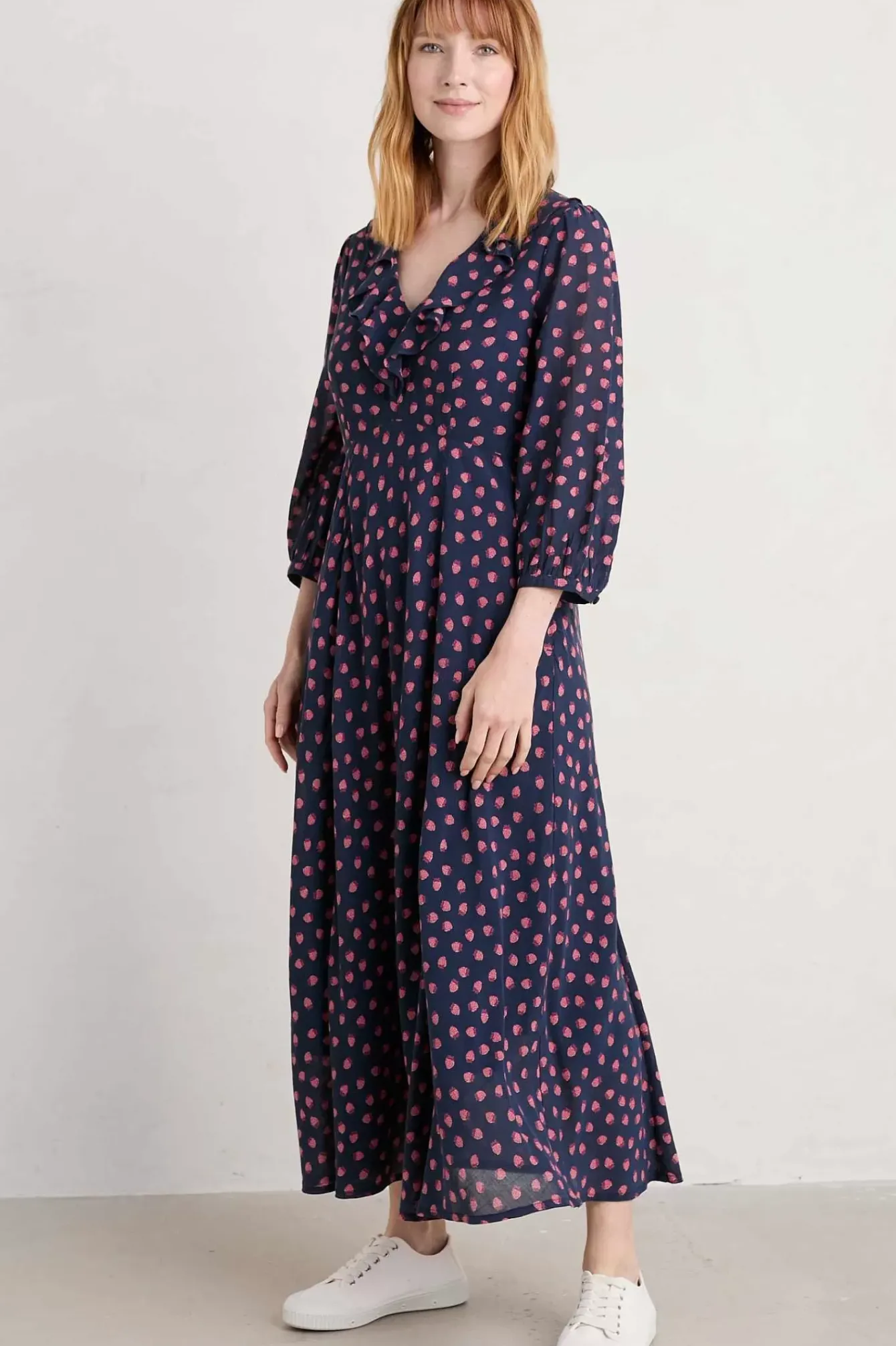 Seasalt Cornwall Dresses<Furled Flower V-Neck Dress Mini Raspberries Maritime