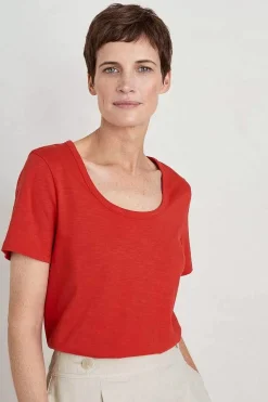Seasalt Cornwall Tops<Gala Scoop Neck T-Shirt Tomato