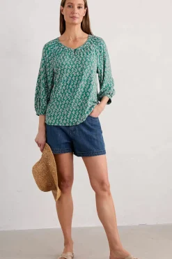 Seasalt Cornwall Tops<Garlanding Jersey Top Kelp Stamp Helford