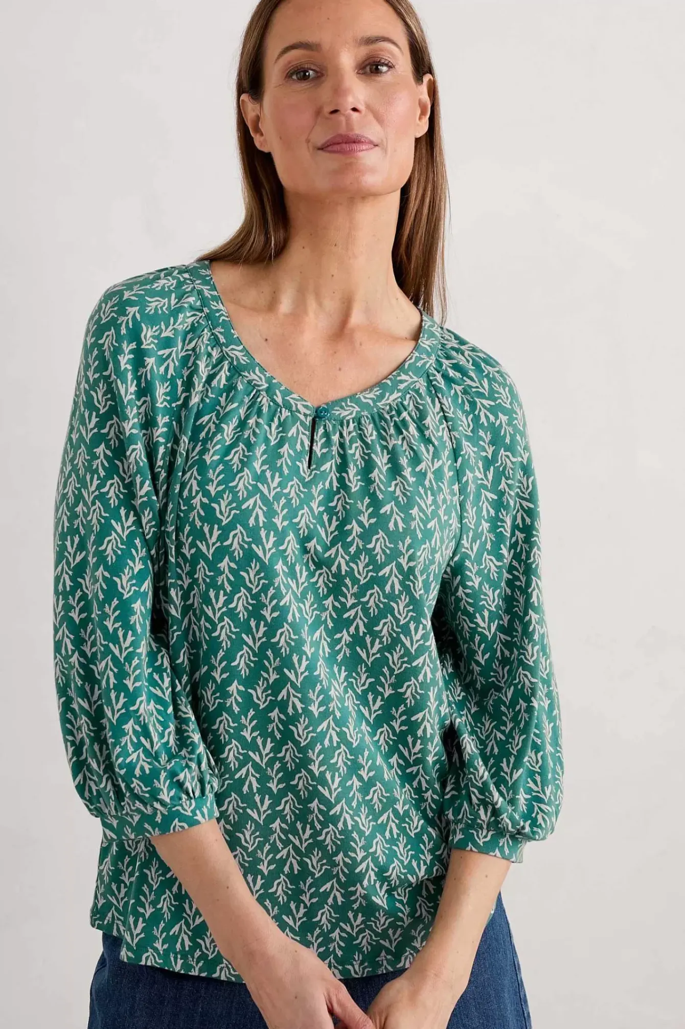 Seasalt Cornwall Tops<Garlanding Jersey Top Kelp Stamp Helford
