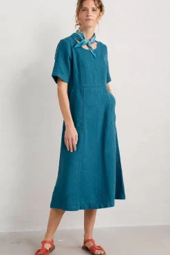 Seasalt Cornwall Dresses<Grass Wave Linen Midi Dress Mast