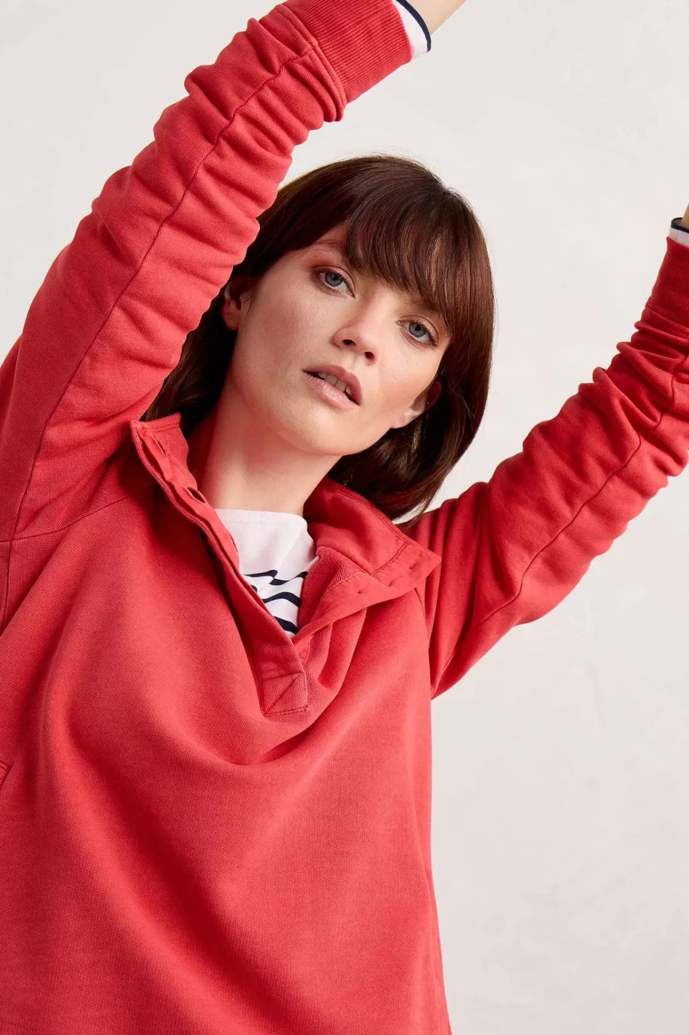 Seasalt Cornwall Tops<Greenshank Organic Cotton Collared Sweatshirt Tomato