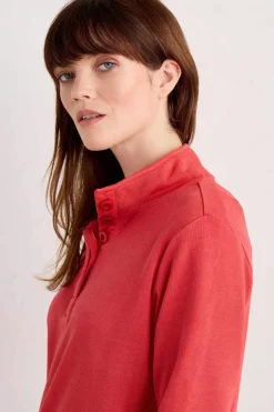 Seasalt Cornwall Tops<Greenshank Organic Cotton Collared Sweatshirt Tomato