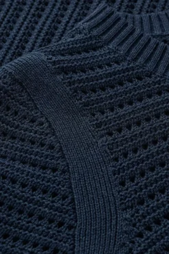 Seasalt Cornwall Knitwear<Gull Rock Pointelle Knit Jumper (Gots) Maritime