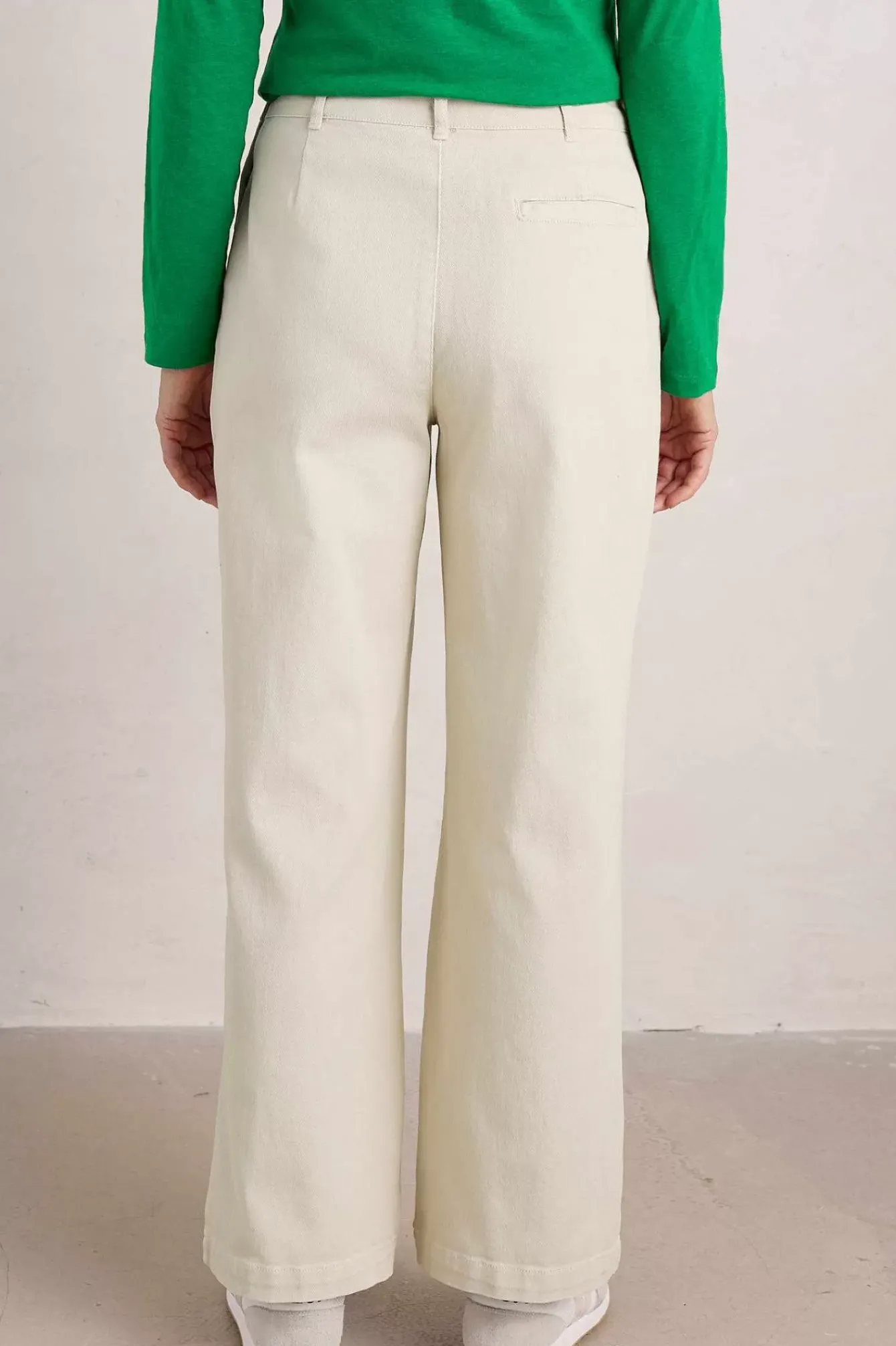 Seasalt Cornwall Trousers & Shorts<Hannafore View Full Length Wide Leg Trousers Limestone