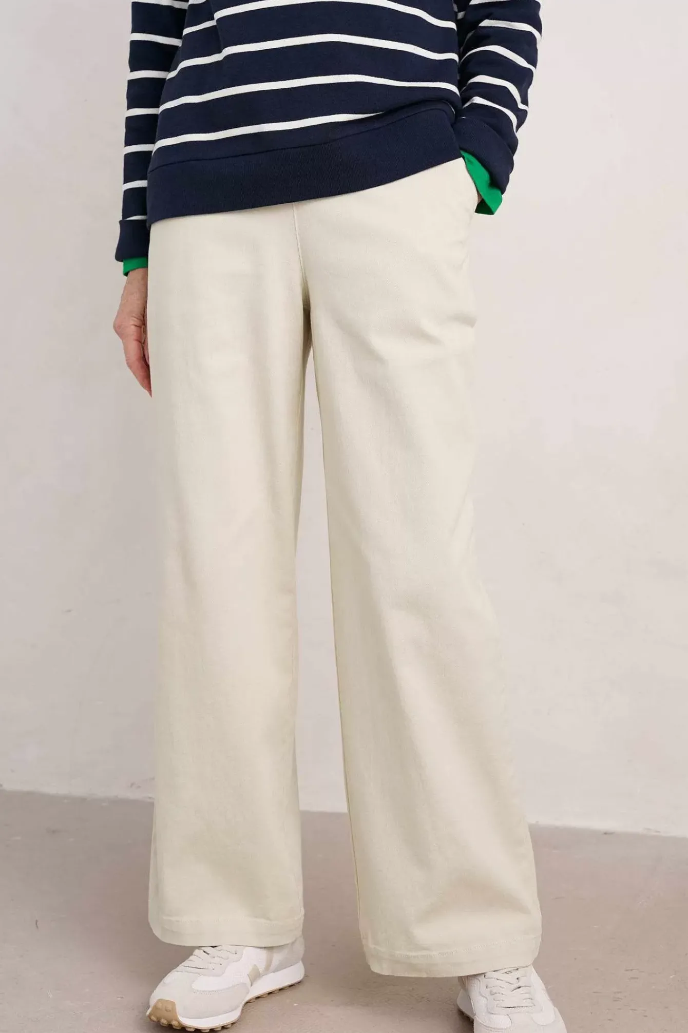 Seasalt Cornwall Trousers & Shorts<Hannafore View Full Length Wide Leg Trousers Limestone
