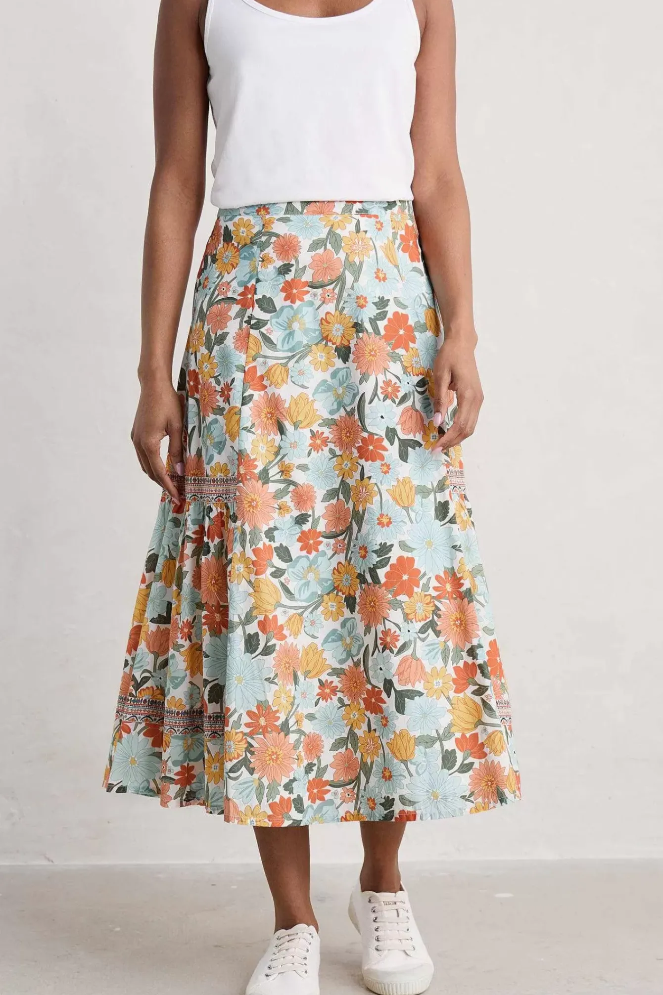 Seasalt Cornwall Skirts<Heather Drifts Midi Skirt Flowering Blooms Chalk