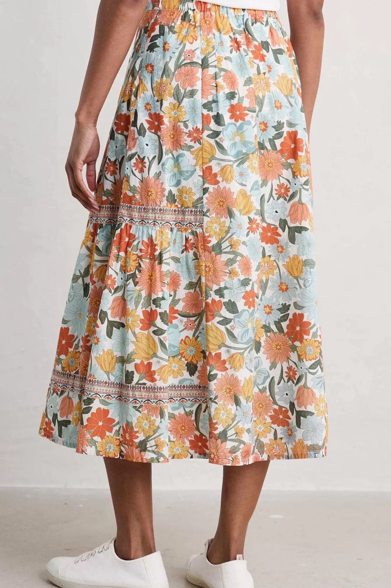 Seasalt Cornwall Skirts<Heather Drifts Midi Skirt Flowering Blooms Chalk