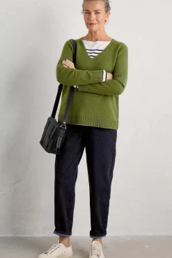 Seasalt Cornwall Knitwear<Hendra Lane V-Neck Jumper Dark Citron