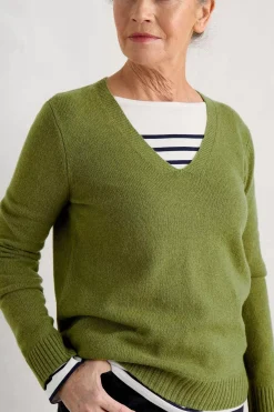 Seasalt Cornwall Knitwear<Hendra Lane V-Neck Jumper Dark Citron