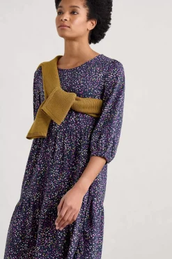 Seasalt Cornwall Dresses<Heron Dip Tiered Jersey Dress Dotted Paint Crocus