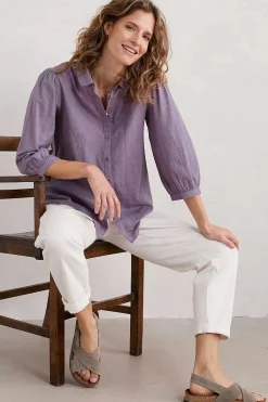 Seasalt Cornwall Tops<Hope Cottage Organic Cotton Check Blouse Grape Thistle