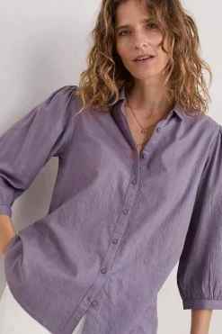 Seasalt Cornwall Tops<Hope Cottage Organic Cotton Check Blouse Grape Thistle