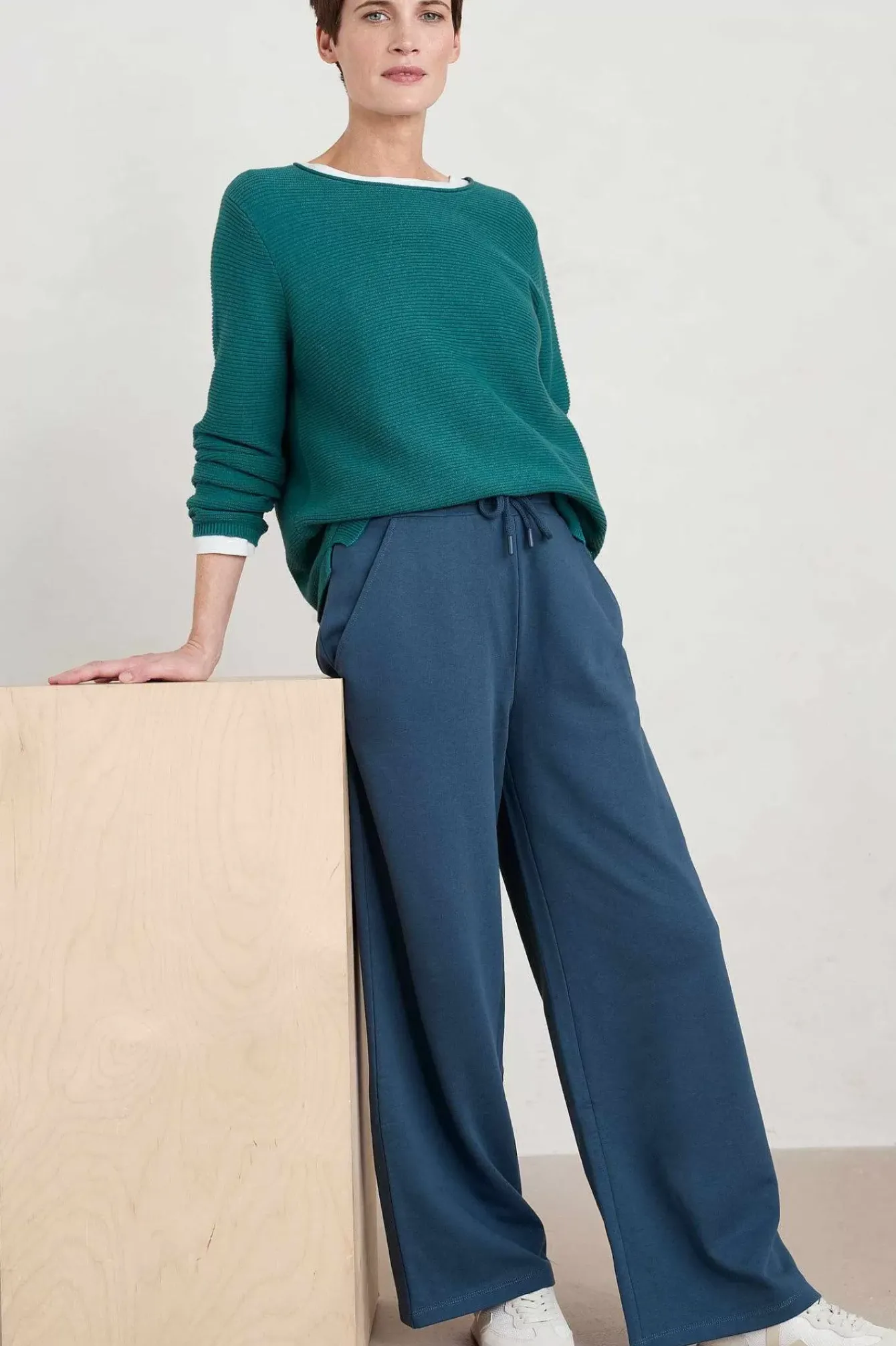Seasalt Cornwall Trousers & Shorts<Ivy Barn Wide Leg Jersey Trousers Squall