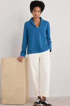 Seasalt Cornwall Tops<Knot Berry Shawl Neck Sweatshirt Blue Jay