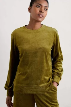 Seasalt Cornwall Tops<Kowan Velour Sweatshirt Bright Olive