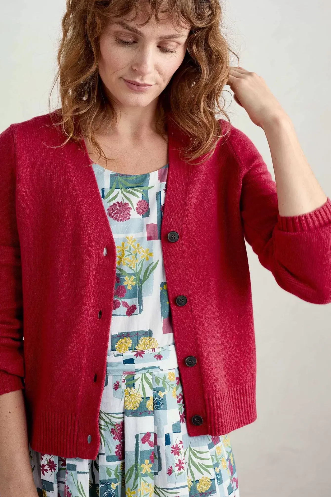 Seasalt Cornwall Knitwear<Lambe Creek V-Neck Cardigan Sedum