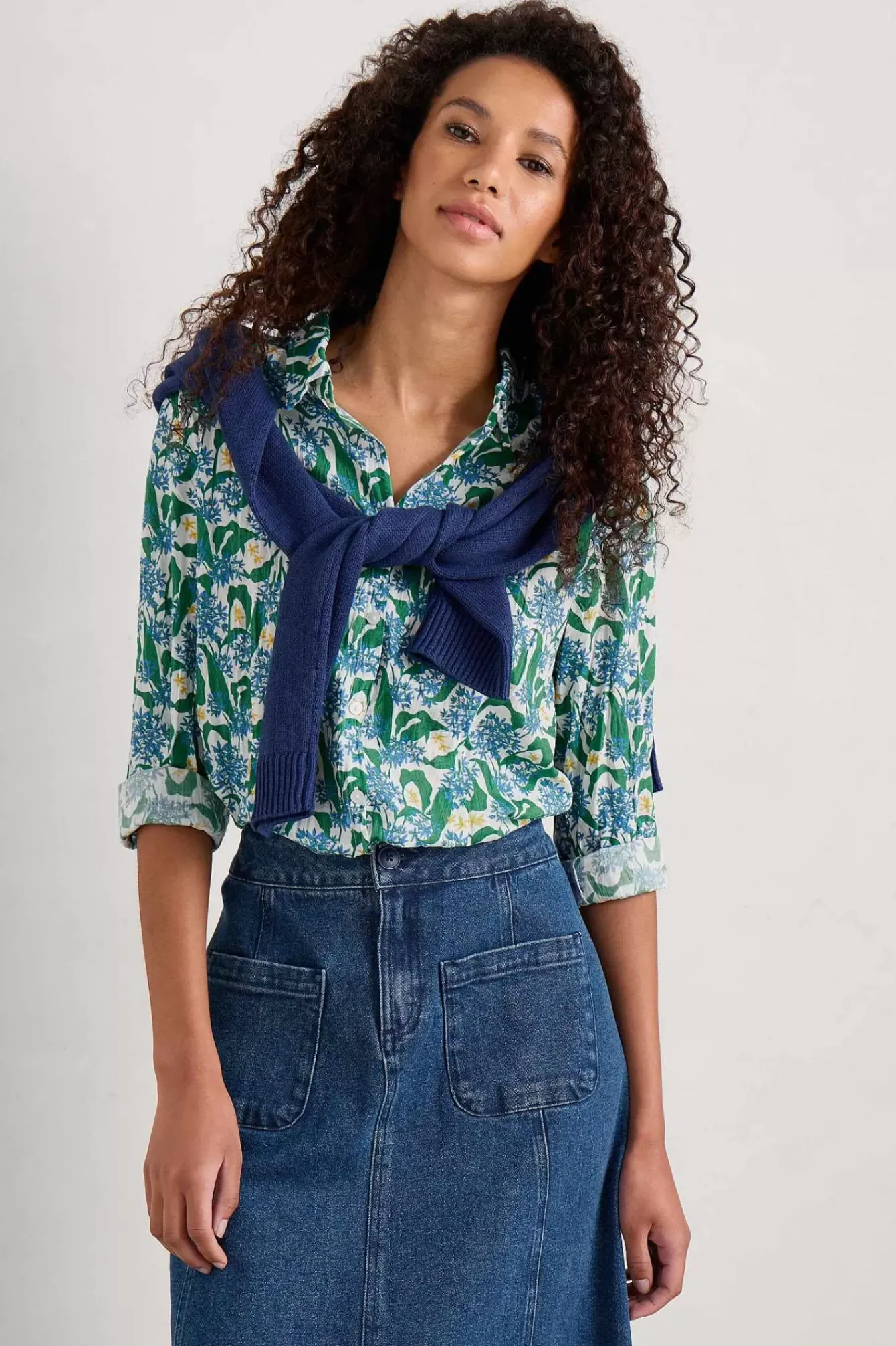 Seasalt Cornwall Tops<Larissa Organic Cotton Shirt Woodland Garlic Chalk