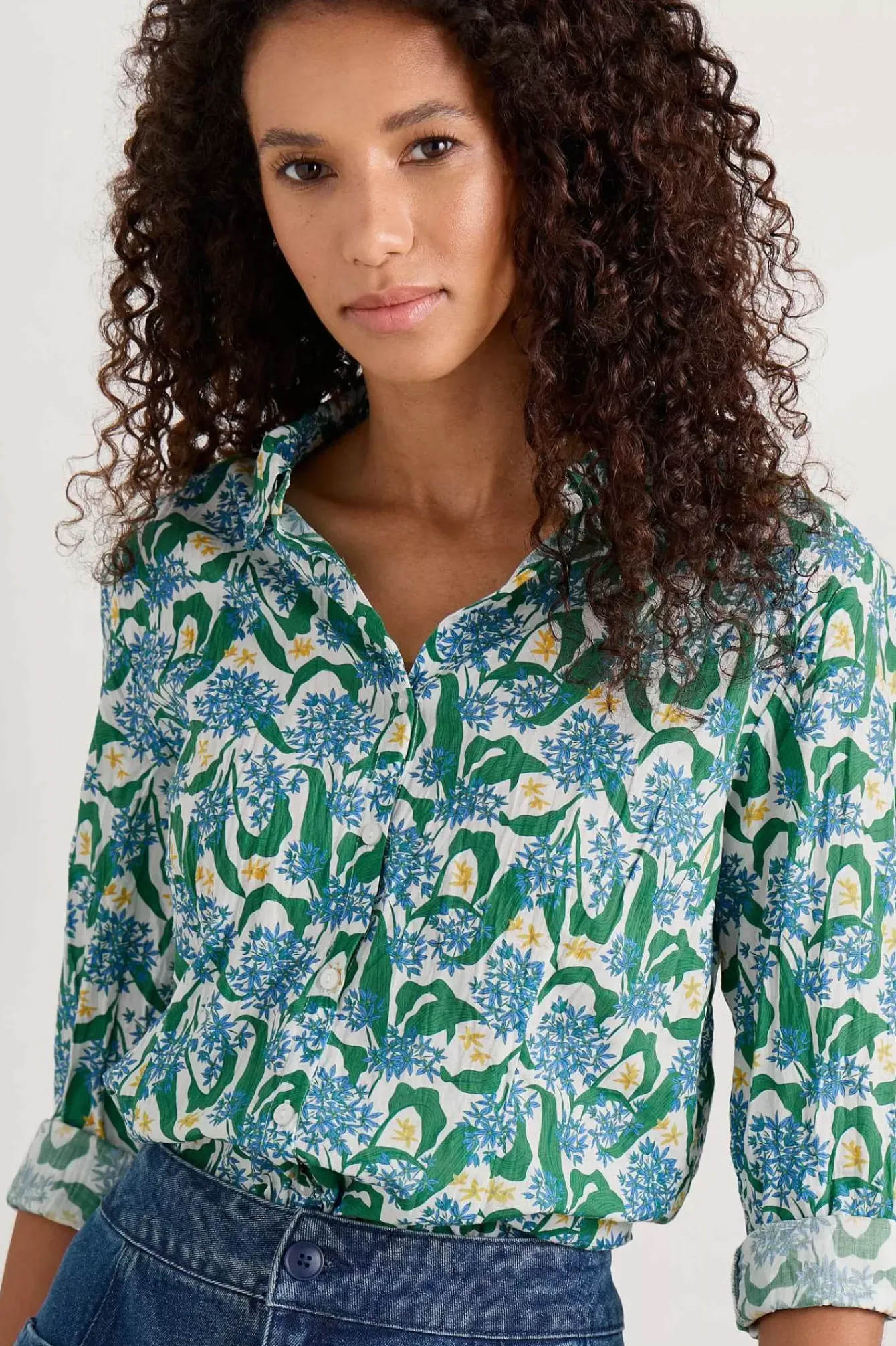 Seasalt Cornwall Tops<Larissa Organic Cotton Shirt Woodland Garlic Chalk