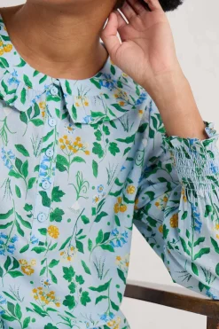 Seasalt Cornwall Tops<Last Leaf Printed Organic Cotton Top (Gots) Fresh Blooms Blue Fog