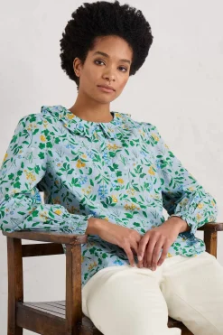 Seasalt Cornwall Tops<Last Leaf Printed Organic Cotton Top (Gots) Fresh Blooms Blue Fog