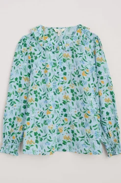 Seasalt Cornwall Tops<Last Leaf Printed Organic Cotton Top (Gots) Fresh Blooms Blue Fog