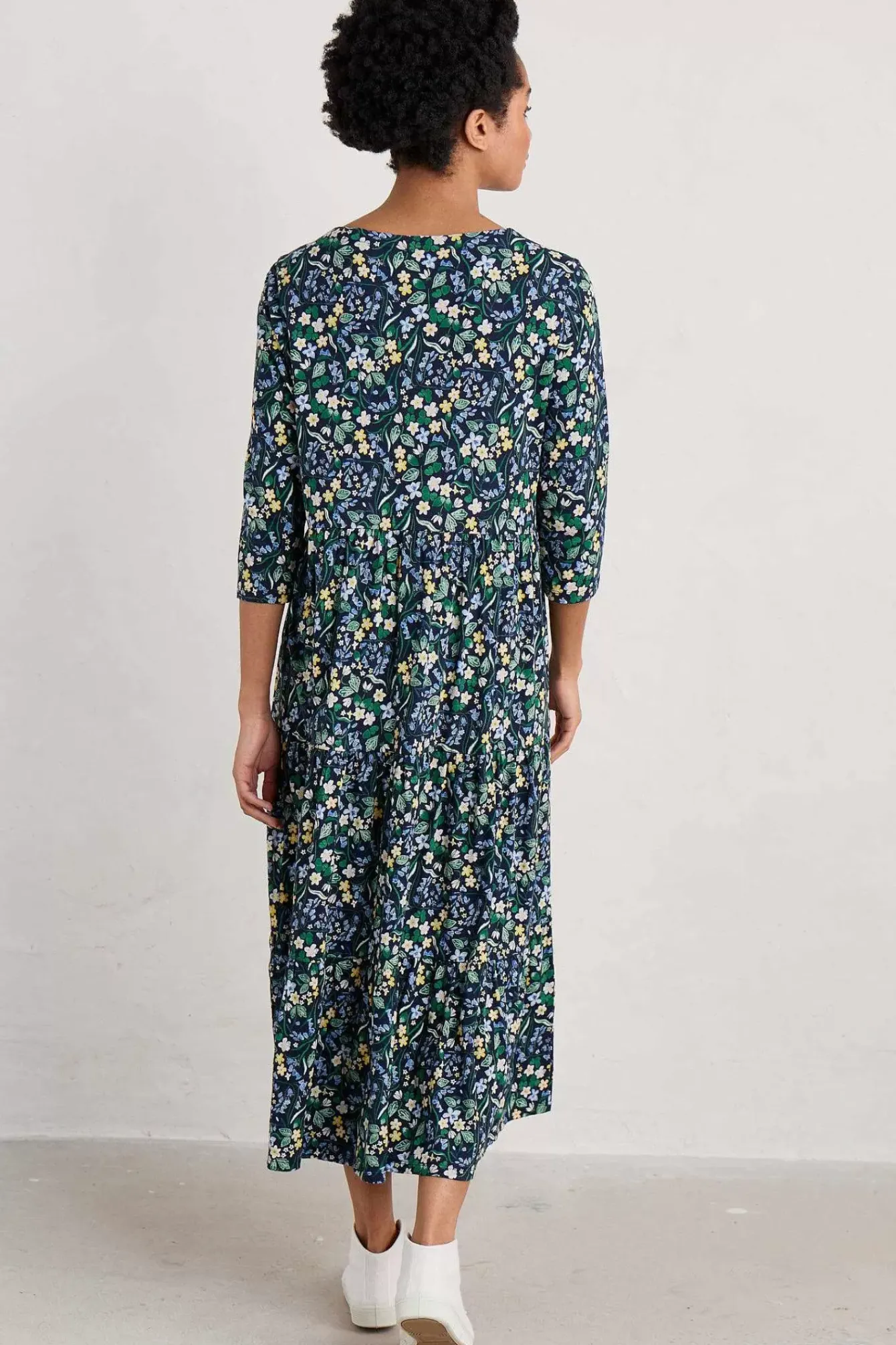 Seasalt Cornwall Dresses<Line Strokes Tiered Jersey Dress (Gots) Woodland Carpet Maritime