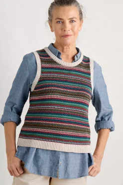 Seasalt Cornwall Knitwear<Little Grebe Fair Isle Vest Paving Path Seaway Multi