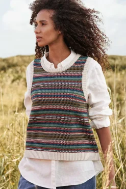 Seasalt Cornwall Knitwear<Little Grebe Fair Isle Vest Paving Path Seaway Multi