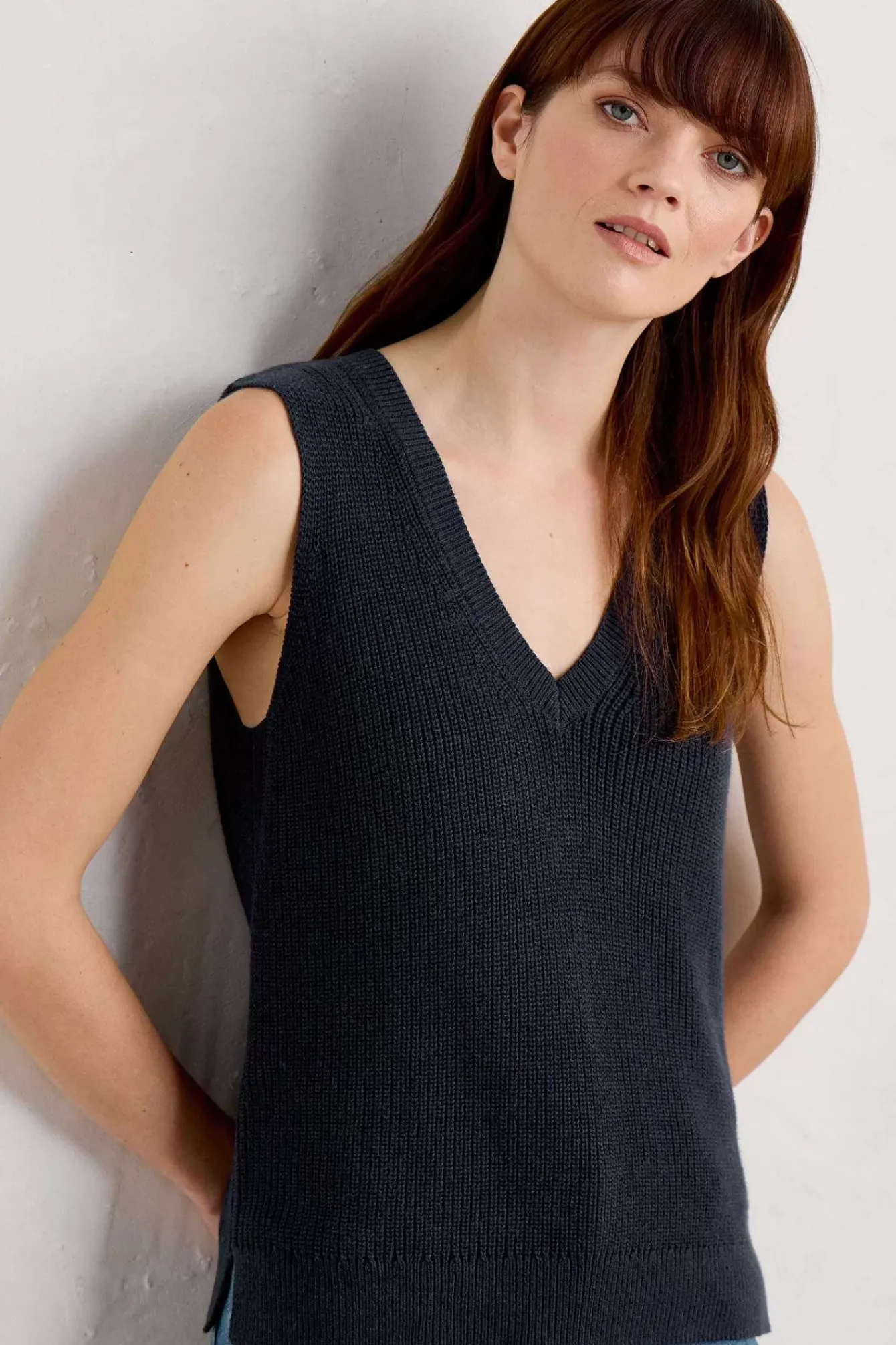 Seasalt Cornwall Knitwear<Lookout Point V-Neck Knitted Vest Maritime