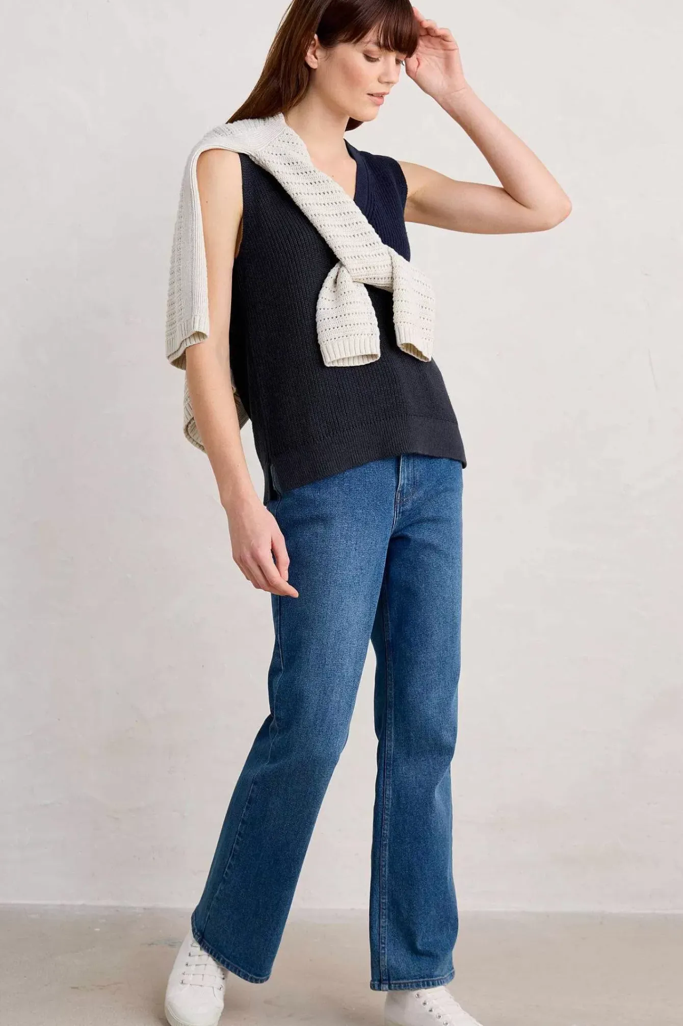 Seasalt Cornwall Knitwear<Lookout Point V-Neck Knitted Vest Maritime