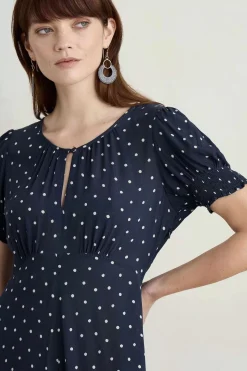 Seasalt Cornwall Dresses<Marsh Violet Short Sleeve Empire Line Dress Little Sponge Spot Maritime