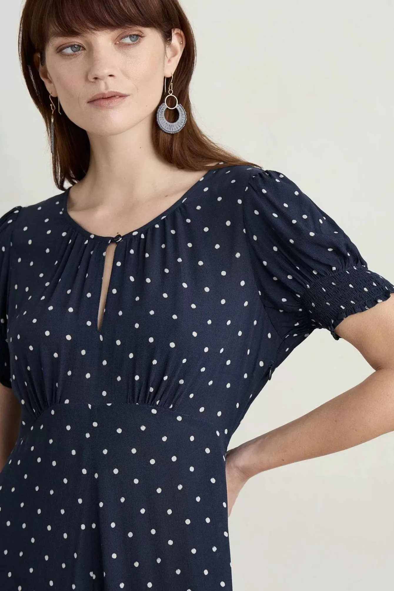 Seasalt Cornwall Dresses<Marsh Violet Short Sleeve Empire Line Dress Little Sponge Spot Maritime