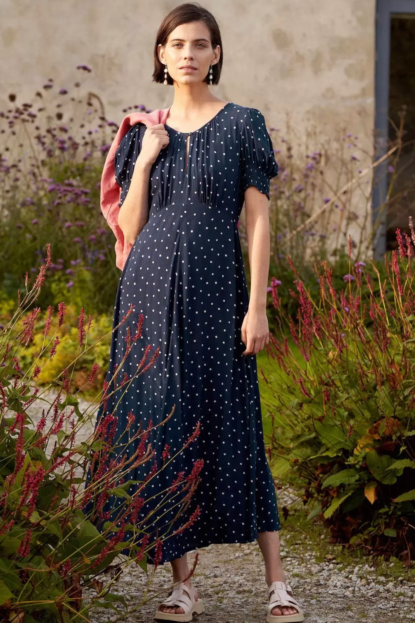 Seasalt Cornwall Dresses<Marsh Violet Short Sleeve Empire Line Dress Little Sponge Spot Maritime