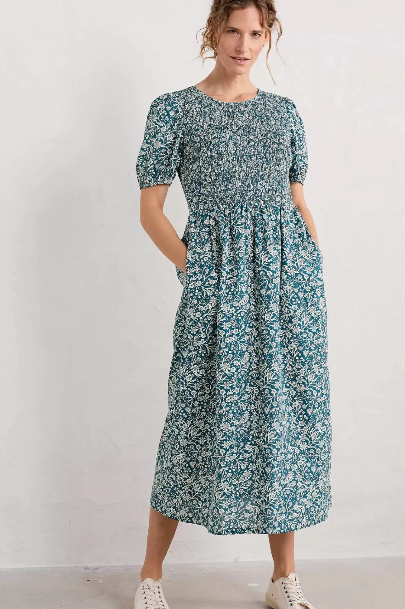 Seasalt Cornwall Dresses<Meadowsweet Short Sleeve Dress Creekside Floral Mast