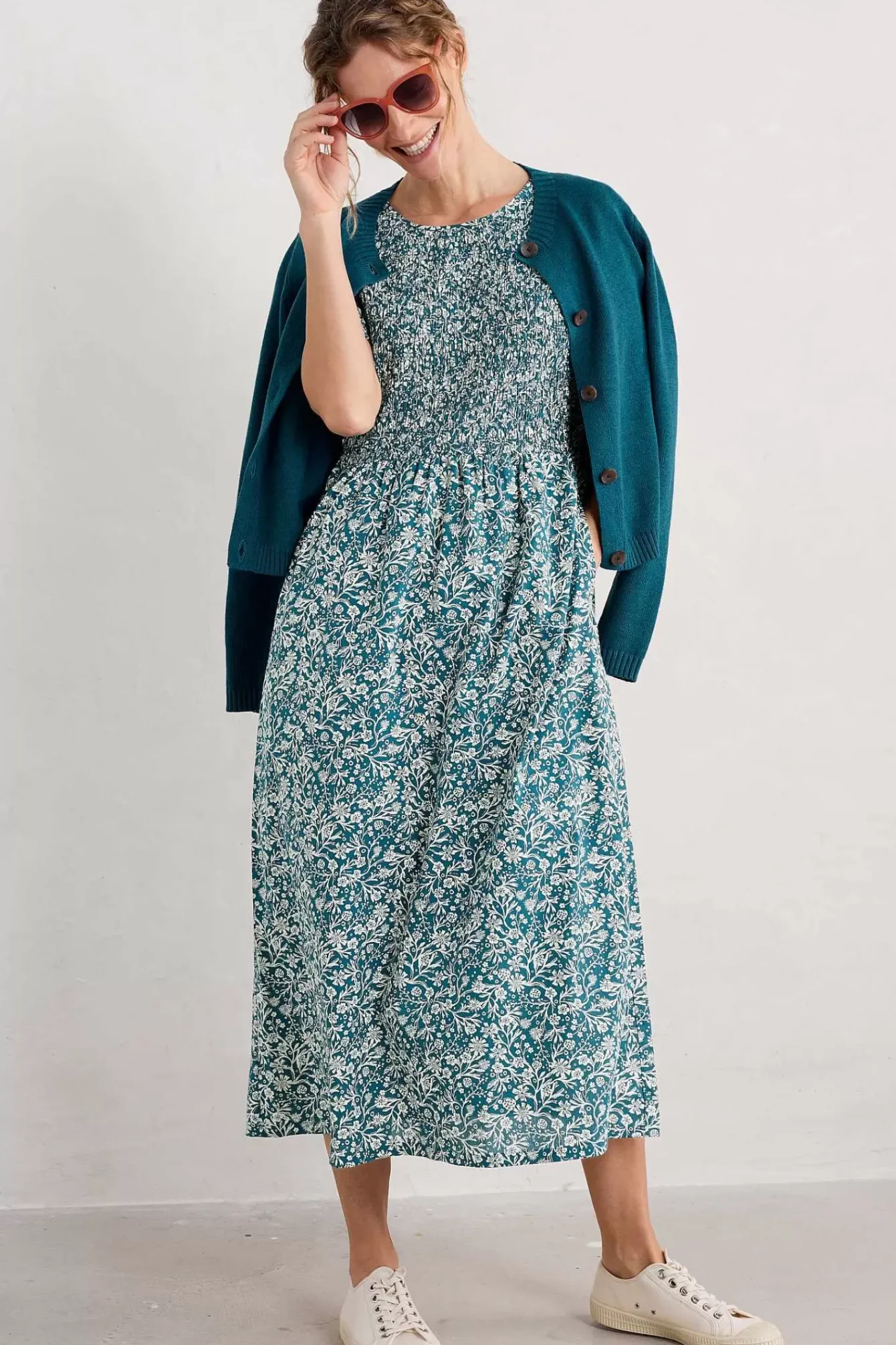 Seasalt Cornwall Dresses<Meadowsweet Short Sleeve Dress Creekside Floral Mast